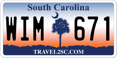 SC license plate WIM671