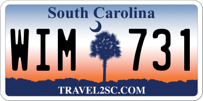 SC license plate WIM731