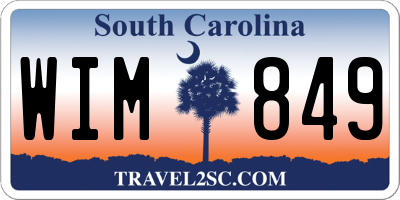 SC license plate WIM849