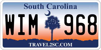 SC license plate WIM968