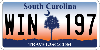 SC license plate WIN197