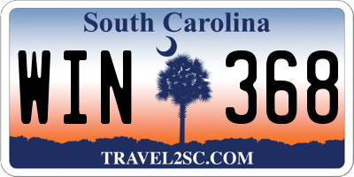 SC license plate WIN368