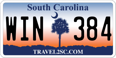 SC license plate WIN384