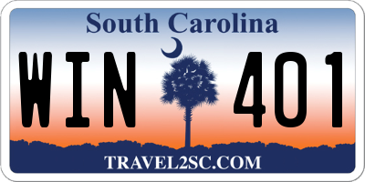 SC license plate WIN401