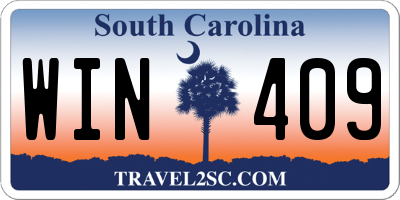 SC license plate WIN409