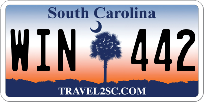 SC license plate WIN442