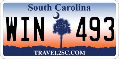 SC license plate WIN493