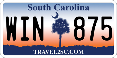 SC license plate WIN875