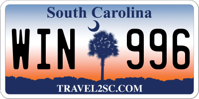 SC license plate WIN996