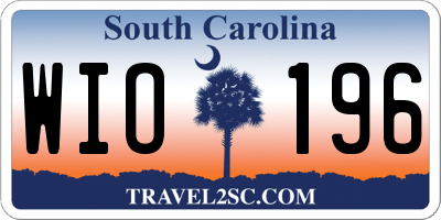 SC license plate WIO196
