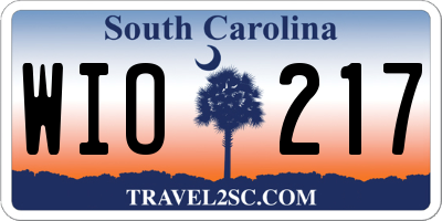 SC license plate WIO217