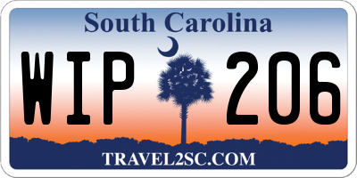 SC license plate WIP206