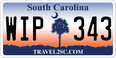SC license plate WIP343