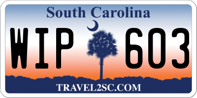 SC license plate WIP603