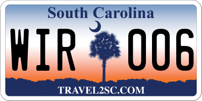 SC license plate WIR006