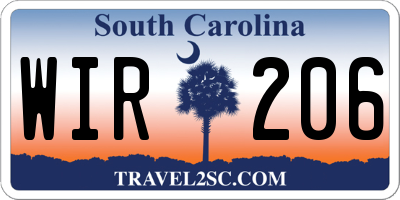 SC license plate WIR206