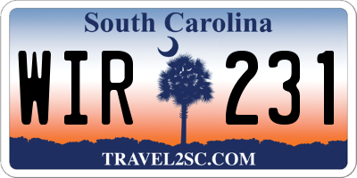 SC license plate WIR231