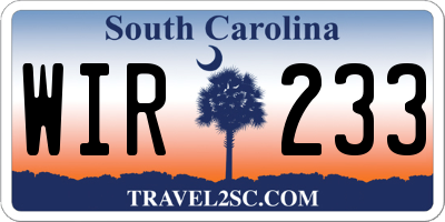 SC license plate WIR233