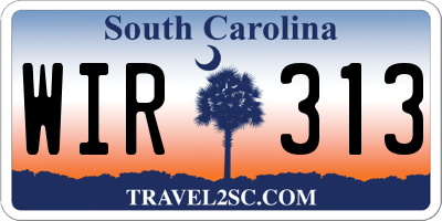 SC license plate WIR313