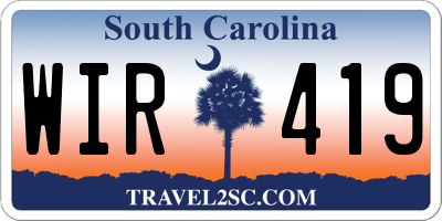 SC license plate WIR419