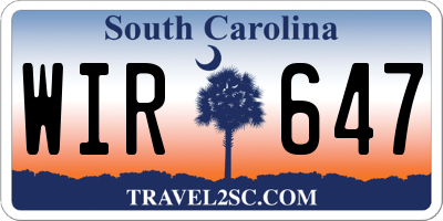 SC license plate WIR647