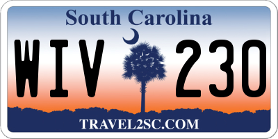 SC license plate WIV230