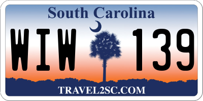 SC license plate WIW139