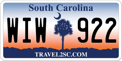 SC license plate WIW922