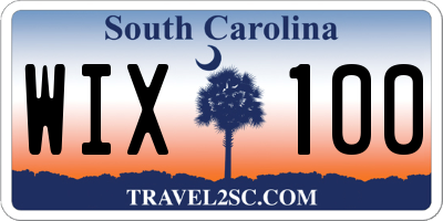 SC license plate WIX100