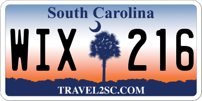 SC license plate WIX216
