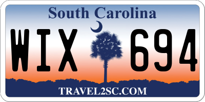 SC license plate WIX694