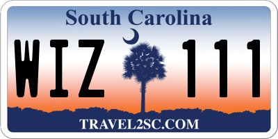 SC license plate WIZ111