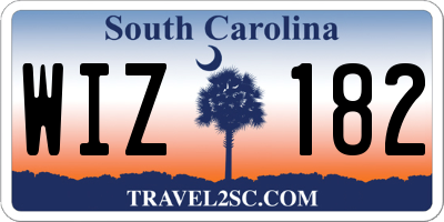SC license plate WIZ182