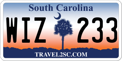 SC license plate WIZ233