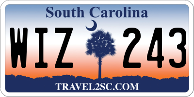 SC license plate WIZ243