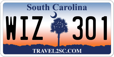 SC license plate WIZ301