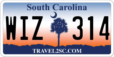 SC license plate WIZ314
