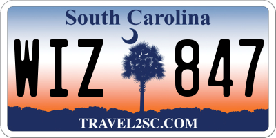SC license plate WIZ847