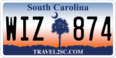 SC license plate WIZ874