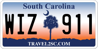 SC license plate WIZ911