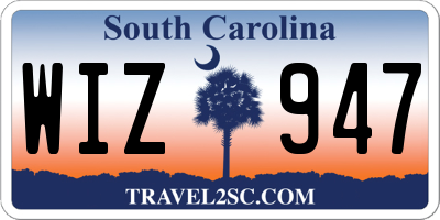 SC license plate WIZ947