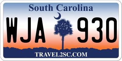 SC license plate WJA930