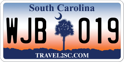 SC license plate WJB019