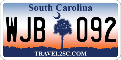 SC license plate WJB092