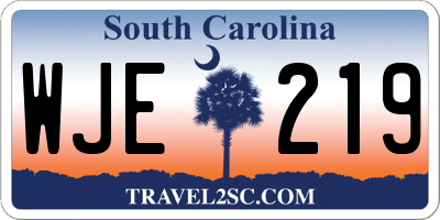 SC license plate WJE219