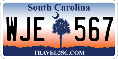 SC license plate WJE567