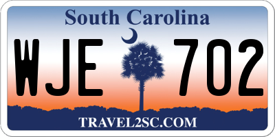 SC license plate WJE702