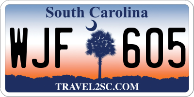 SC license plate WJF605
