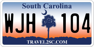 SC license plate WJH104