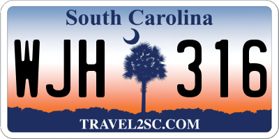SC license plate WJH316